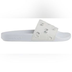Authentic Gucci Rubber GG slides - white